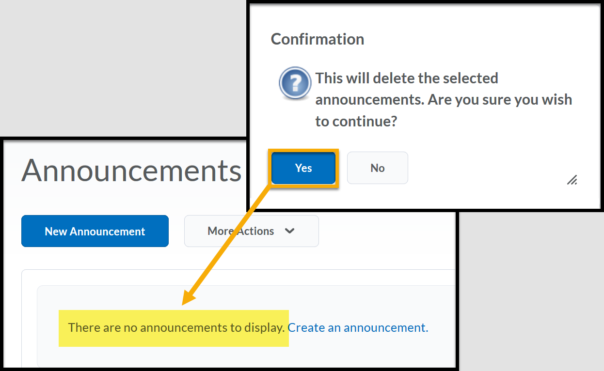 Cascading images with Yes highlighted and an arrow pointing to the announcement.