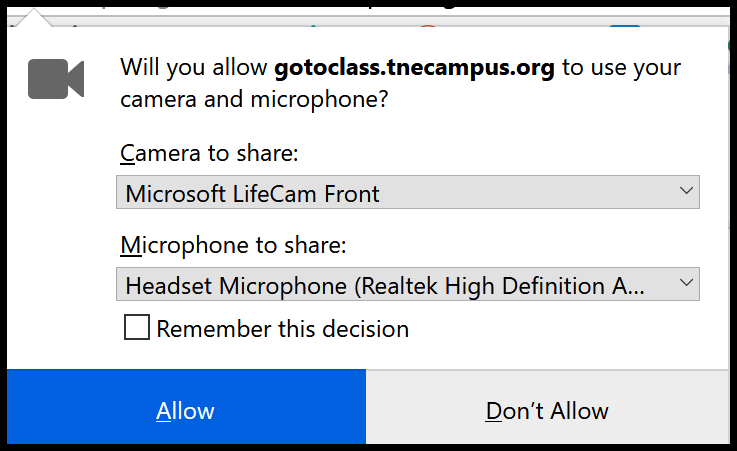 Allow camera and microphone window expanded