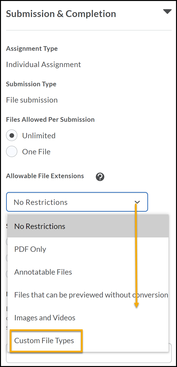 Restrictions menu expanded to Custom Restrictions